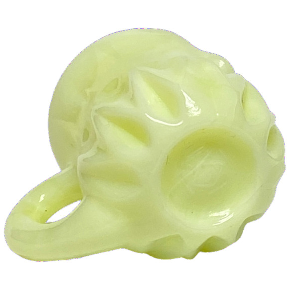 Mini Cream Vaseline Boyd Glass Pitcher Toothpick Holder 2000 Lemon Splash GLOWS - Picture 3 of 15